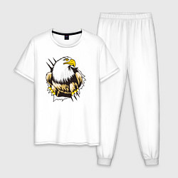 Пижама хлопковая мужская Орел 3D, цвет: белый