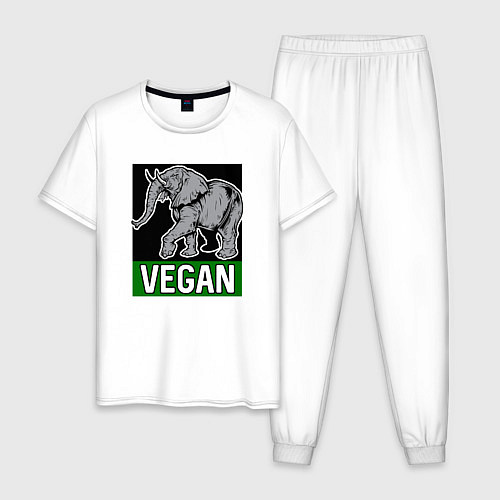 Мужская пижама Vegan elephant / Белый – фото 1