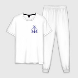 Пижама хлопковая мужская ВМФ якорь, цвет: белый