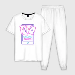 Пижама хлопковая мужская Онлайн игры, цвет: белый