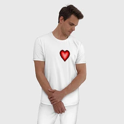 Пижама хлопковая мужская Пиксельное Сердце, цвет: белый — фото 2