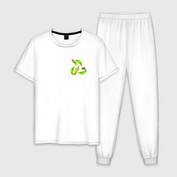 Пижама хлопковая мужская Знак переработки, цвет: белый