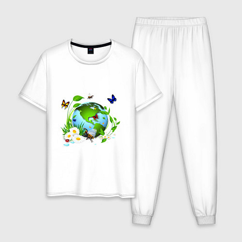 Мужская пижама Чистая планета / Белый – фото 1