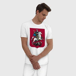 Пижама хлопковая мужская Георгий Победоносец - Герб, цвет: белый — фото 2