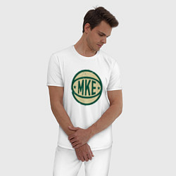 Пижама хлопковая мужская Милуоки MKE, цвет: белый — фото 2