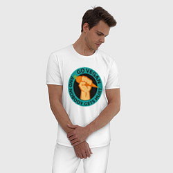 Пижама хлопковая мужская Go Vegan, цвет: белый — фото 2