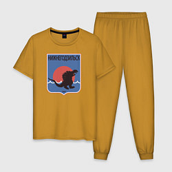 Пижама хлопковая мужская Герб города Нижнегодзильск, цвет: горчичный