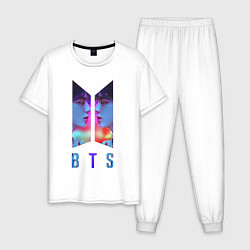 Пижама хлопковая мужская Logo BTS, цвет: белый