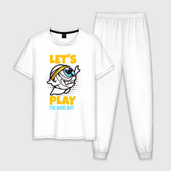 Пижама хлопковая мужская Play Volleyball, цвет: белый