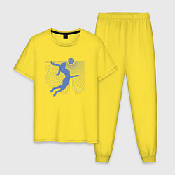 Пижама хлопковая мужская Girl Volleyball, цвет: желтый
