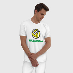Пижама хлопковая мужская Game Volleyball, цвет: белый — фото 2