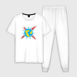 Пижама хлопковая мужская Covid Volleyball, цвет: белый
