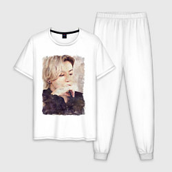 Пижама хлопковая мужская Задумчивый Чонгук, цвет: белый