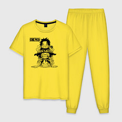 Пижама хлопковая мужская Эйс, Луффи и Сабо - Братство ASL, цвет: желтый