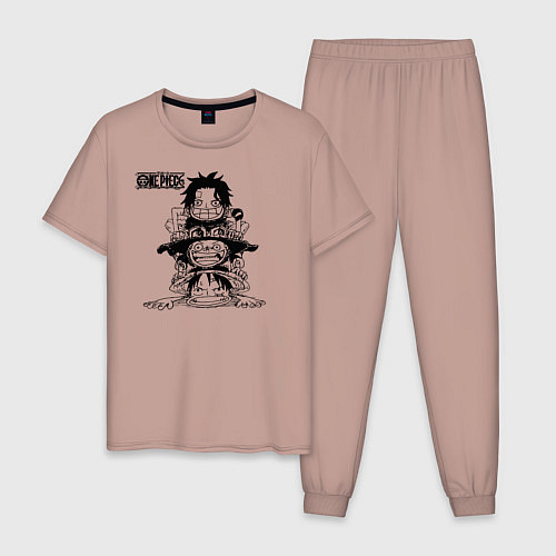 Мужская пижама Эйс, Луффи и Сабо - Братство ASL / Пыльно-розовый – фото 1