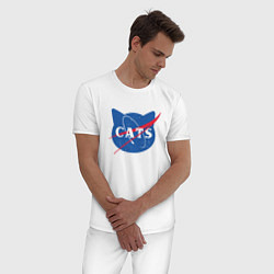 Пижама хлопковая мужская Cats NASA, цвет: белый — фото 2