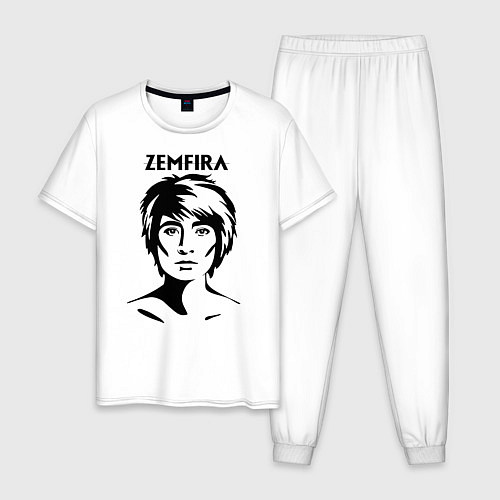 Мужская пижама ZEMFIRA эскиз портрет / Белый – фото 1