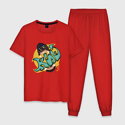 Пижама хлопковая мужская КИШ, цвет: красный
