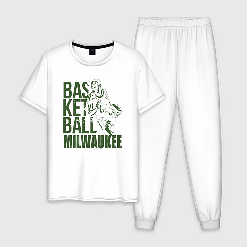 Мужская пижама Баскетбол - Милуоки / Белый – фото 1