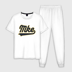 Пижама хлопковая мужская MKE - Milwaukee, цвет: белый