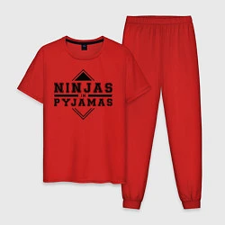 Пижама хлопковая мужская Ninjas In Pyjamas, цвет: красный