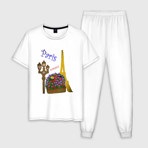 Мужская пижама Кусочек Парижа / Белый – фото 1