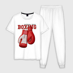 Пижама хлопковая мужская BOXING, цвет: белый