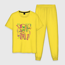 Пижама хлопковая мужская Майнкрафт скелет лучник, цвет: желтый
