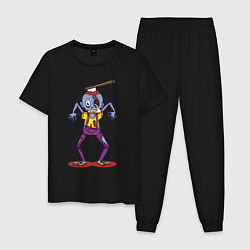 Пижама хлопковая мужская Отвязный зомби, цвет: черный