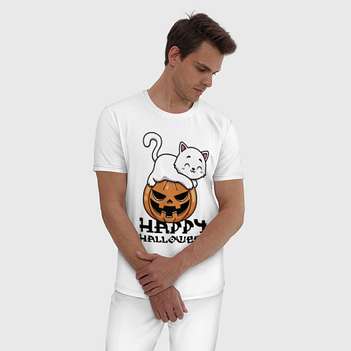 Мужская пижама Kitten & Pumpkin / Белый – фото 3