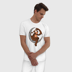 Пижама хлопковая мужская Moon Monkey, цвет: белый — фото 2
