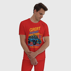 Пижама хлопковая мужская Авто внедорожник, цвет: красный — фото 2