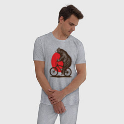 Пижама хлопковая мужская Медведь на велосиеде, цвет: меланж — фото 2