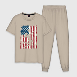 Пижама хлопковая мужская USA Volleyball, цвет: миндальный