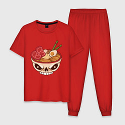 Пижама хлопковая мужская Лапша в черепе, цвет: красный