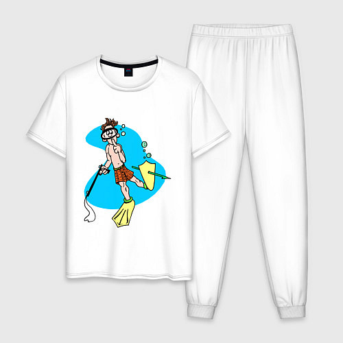 Мужская пижама Подводный охотник / Белый – фото 1