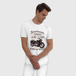 Пижама хлопковая мужская Triumph speedmaster bonneville, цвет: белый — фото 2
