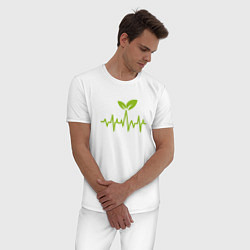 Пижама хлопковая мужская Vegan Pulse, цвет: белый — фото 2