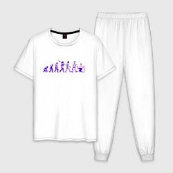 Пижама хлопковая мужская Эволюция Програмиста, цвет: белый