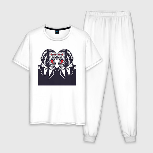 Мужская пижама Злые обезьяны в костюмах / Белый – фото 1