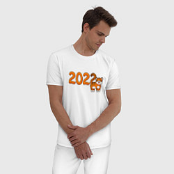 Пижама хлопковая мужская 2022 - Год Тигра, цвет: белый — фото 2