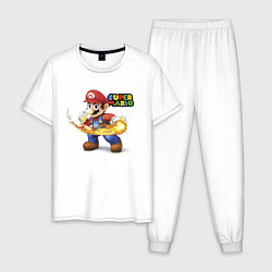Пижама хлопковая мужская Марио очень крутой!, цвет: белый