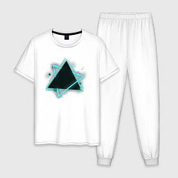Пижама хлопковая мужская Треугольник неон, цвет: белый
