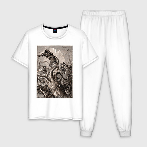 Мужская пижама Кракен морское чудовище / Белый – фото 1