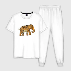 Пижама хлопковая мужская Тигровый слон, цвет: белый