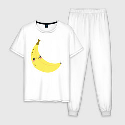 Пижама хлопковая мужская Веселый банан, цвет: белый