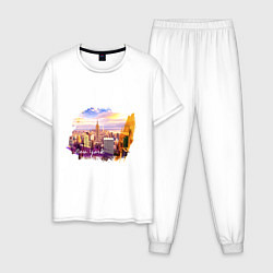 Пижама хлопковая мужская Города и страны Нью-Йорк США, цвет: белый