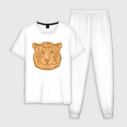 Пижама хлопковая мужская Coffee Tiger, цвет: белый