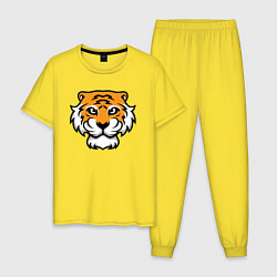 Пижама хлопковая мужская Забавный Тигр, цвет: желтый