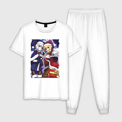 Пижама хлопковая мужская Загадочная подружка снегурочки, цвет: белый